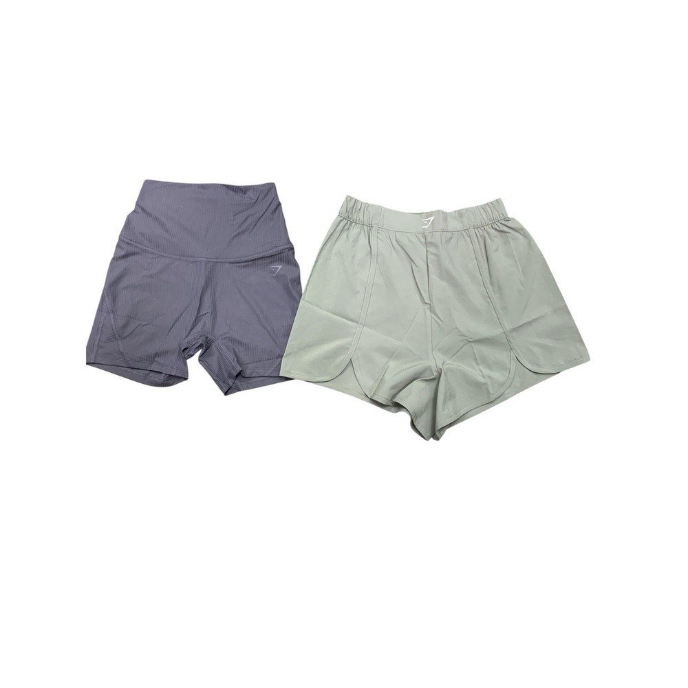 Lot Of 2 Gymshark Ribbed Seamless Shorts & Scallop Hem Shaped Shorts X-Small - Picture 1 of 14